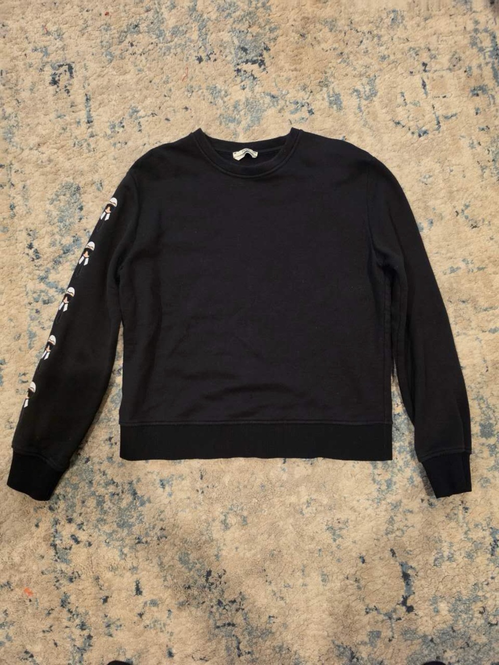Fendi Black Crewneck Sweatshirt with Sleeve Motif